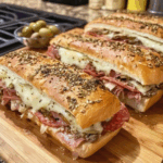 Sándwich italiano de muffaletta gigante Sándwich italiano de muffaletta gigante