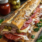 Sándwich italiano gigante Muffaletta Sándwich italiano gigante Muffaletta