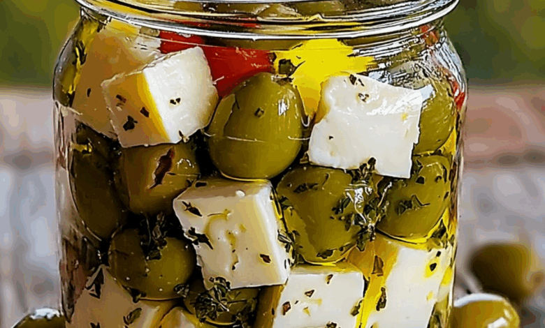 Tarro de Queso y Aceitunas Marinado: Sencillo, Sabroso y Ideal para Compartir!