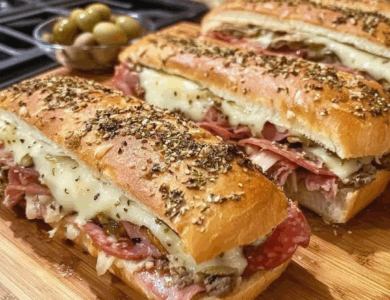 Sándwich italiano de muffaletta gigante Sándwich italiano de muffaletta gigante