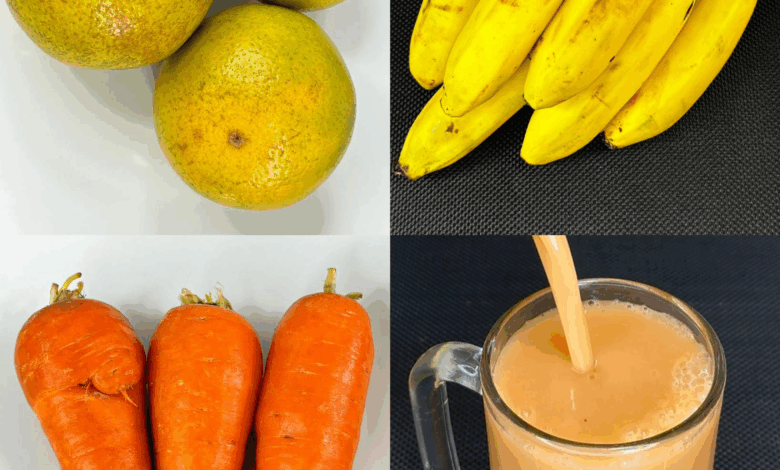 Batido Natural de Naranja, Banana y Zanahoria: Energía y Nutrientes para tu Bienestar