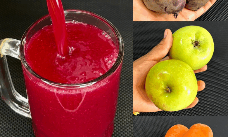 Batido Natural de Remolacha, Manzana Verde y Zanahoria: Energía, Color y Bienestar en un Vaso