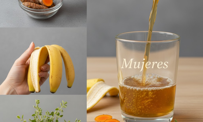 Bebida Natural con Cáscara de Plátano, Orégano Poleo y Cúrcuma